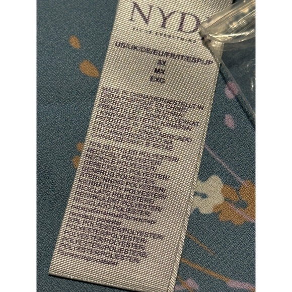 NYDJ Womens Plus Size 3X Teal Floral V-Neck 3/4 Sleeve Tunic Blouse‎ cottagecore - Picture 12 of 16